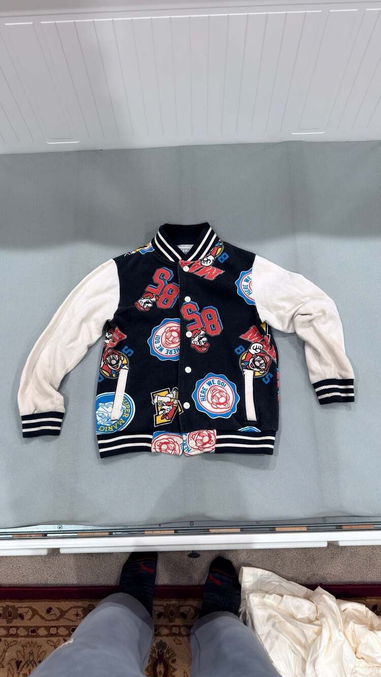 Super Mario Hybrid Apparel Boys Varsity Jacket Size M 10-12